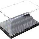 WMM Minifigure Display Case for Action Figures Blocks, Dustproof Acrylic Display Box Storage with 3 Movable Steps for Collection Models Minifigures, Bricks Blocks Toys (Large 1 Pack, Black)