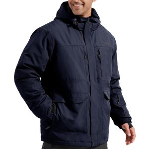 FREE SOLDIER Men's Waterproof Ski Jacket Fleece Lined Warm Winter Snow Coat with Hood Fully Taped Seams, Size S (Midnight Navy)