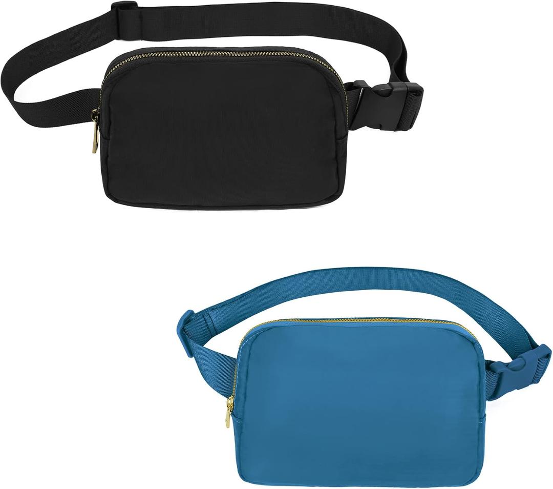 VOROLO Fanny Pack For Women And Men Crossbody Bag Belt Bag with Adjustable Strap Graduation Gifts (Black+Blue)