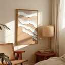 Vaskuro Large Framed 3D Handmade Neutral Art Paintings for Living Dining Room, Textured Wave Abstract Artwork for Wall, Modern Minimalist Cozy Decor for Bedroom Office 24x36 In