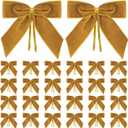 Small Velvet Christmas Bows for Christmas Tree Xmas Decoration Velvet Clip on Bow Ornaments,Home Decor, Wreath, Gift Wrapping, Crafts, Wedding, Party (24, Camel)