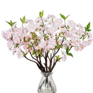 DILATATA 5 Pcs 19" Cherry Blossom Branches for Vase Faux Cherry Flowers Picks Light Pink Peach Blossom for Floral Arrangements Artificial Apple Blossom Fake Silk Flower for Home Wedding Table Decor