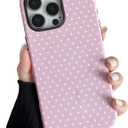 ZTOFERA Magnetic Case for iPhone 16 Pro, Polka Dot Phone Case Cute for Girl Women, Compatible with Magsafe, Hard PC+Soft TPU Protective Phone Cover for iPhone 16 Pro-Pink