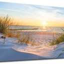 MHARTK66 Wall Decor For Living Room Large Canvas Wall Art For Bedroom Modern Office Pictures Wall Artwork Blue Sun Beach Grass Ocean Landscape Paintings Canvas Art Prints Home Decorations (40L" x 20W")