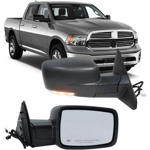 Right Passenger Side Mirror Compatible with 2013-2018 Dodge Ram 1500 2500 3500 Mirrors with Heated Tuning LED Signal Puddle Lamp Power Fold Textured Black(9+2Pins), Right Passenger Side-11 Pins