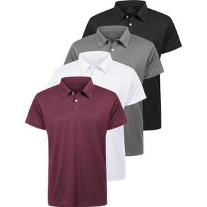 Femdouce Polo Shirt Mens Polo Shirts Short Sleeve Moisture Wicking Shirts for Men Polo Golf Shirt Men Athletic Fit 1-4 Packs. XXXL