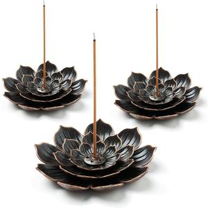 GARMOLY 3 Pack Brass Lotus Incense Holder, Incense Sticks Burner, Incense Ash Catcher (Standard)