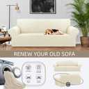 KEKUOU Stretch Sofa Cover Slipcover Couch Covers for 3 Cushion Couch Sofa pet Friendly (78"-94") Furniture Protector Sofa with Elastic Bottom for Kids,Dog, Jacquard Small Checked(Large,Beige)