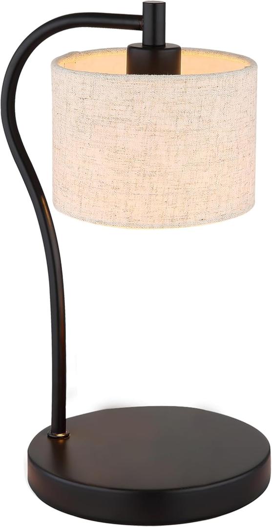 Candle Warmer Lamp, 2 Light Bulbs,Adjusted Dimmable Linen Lampshade (Farmhouse)