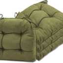 SQUARE MOON Chair Cushions for Dining Chairs, 3 Inch Thick Comfortable Kitchen Chair Pads, Dining Room Seat Cushions with Ties, Machine Washable, 17" x 16" x 3", 4/Pack, Olive Green