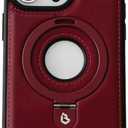 Leather Material with Metal Magnetic Folding Stand,Luxury Leather Invisible Stand Phone Case Cover for iPhone 12-15 (iPhone16 Pro Max,Coffee)