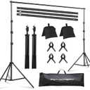 Backdrop Stand 6.5x6.5ft Adjustable Photo Studio Background Stand Support Frame Heavy Duty Photo Backdrop Stand Kit for Parties Wedding With 3 Crossbars 4 Backdrop Clamps,2 Sandbags Carrybag