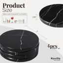 Koville Marble Coaster Set of 4, Round Coasters, 4" Stone Coaster for Drinks Coffee, White Marble Coasters for Coffee Table Home Bar Decor, Heat Resistant, Gift Choice(Black)