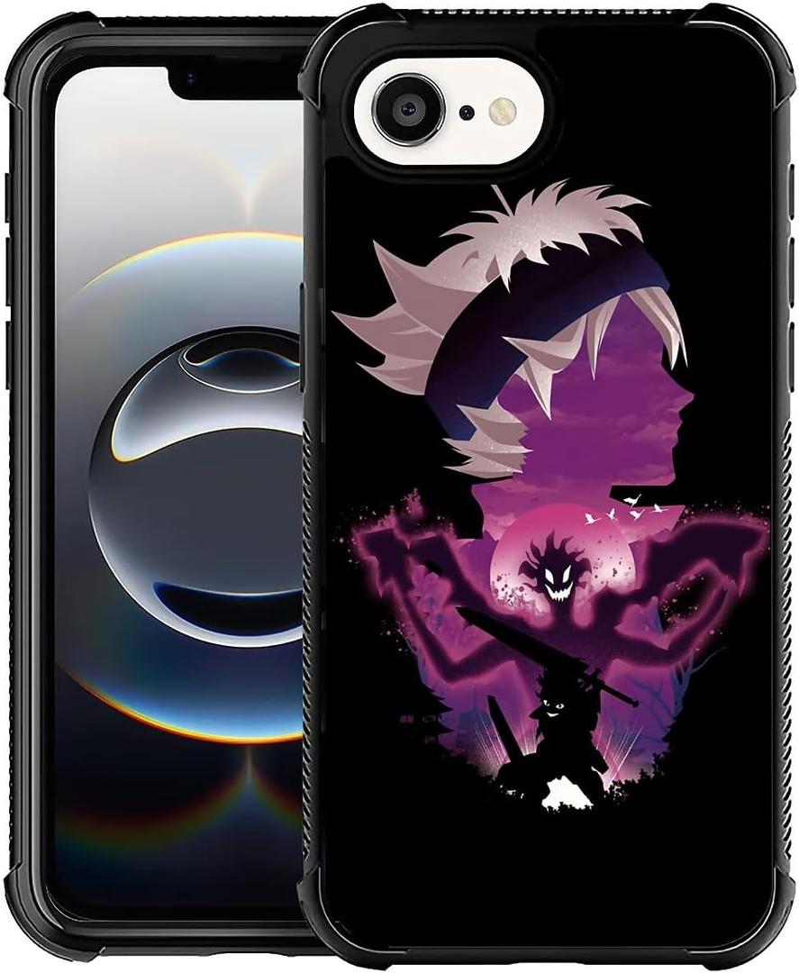 CARLOCA for iPhone 16e Case, Ultra Protection Shockproof Soft Silicone TPU Non Slip Back for Boy Girl Pattern Purple Anime Face