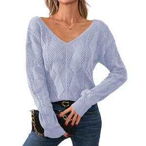 Libsorge Womens V Neck Cardigan Sweaters for Women Leaf Crochet Reversible Sweaters Fall 2025 Sexy Cropped Lightweight Hollow Out Knit Off The Shoulder Long Sleeve Button Pollover Tops Blue M