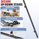 Industrial Stair Handrail Wall-Mounted Hand Rails for Indoor Stairs Black Pipe Stair Railing Indoor Metal Hand Rail for Indoor & Outdoor Steps Aluminum Staircase Handrail for Stairs 5ft