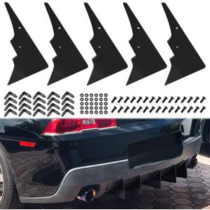 for Camaro 5th Gen Rear Diffuser Set V1 2014-2015, 5 Fins Set Diffuser Shark Fin Kit (Black)