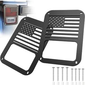 Jeep Light Covers US Flag Light Guards Protectors Compatible with 2007-2018 Jeep Wrangler JK Unlimited, Rear Tail Light Covers Accessories - 1Pair
