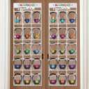 2 Pcs Over The Door Hanging Classroom Headphone Storage Organizer 30 PVC Clear Organizer Holder Pockets with 2 Pcs Headphone Storage Cards with Digital Stickers for Library Door Hanger