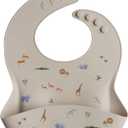 Loulou Lollipop Soft, Waterproof Silicone Feeding Bib for Babies and Toddlers (Safari Jungle)