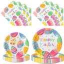 150 Pack Easter Party Supplies Set, Happy Easter Dinnerware Set Includes Heavy Duty Dessert Dinner Plates and Luncheon Napkins for Spring Birthday Party Decorations Table Decor, Serves 50