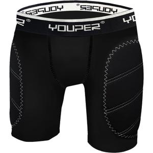 Youper Boys Youth Padded Sliding Shorts with Cup Pocket for Baseball, Football, Lacrosse S