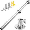 ZOMCHAIN Marine Flag Pole with Base, Flag Pole Holder, 316 Stainless Steel Flag Pole Set for Boat, Yacht, Truck and Yard - Flag Pole 24 inch