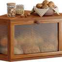 WOWLIVE Corner Bread Box for Kitchen Countertop, Bamboo Bread Storage Container, Large Farmhouse Bread Holder with Acrylic Wavy Door Panel, Multi-functional Container, Caramel