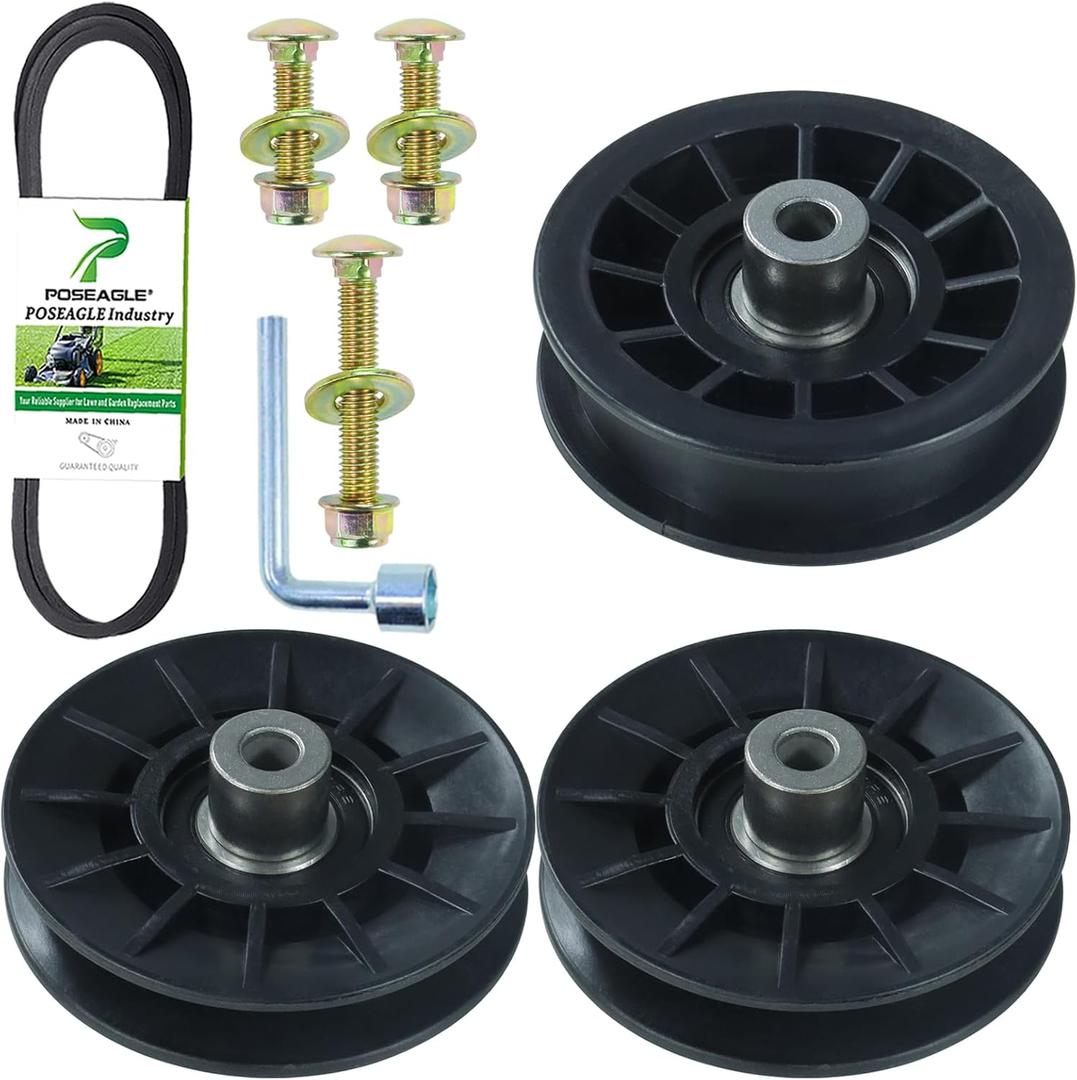 2 Pack 532194326 Idler Pulley with 532194327 Idler Pulley 532130969 V Belt Replaces 194326, 194327 for Husqvarna LGT 2654, YTH 1542 XPT, YTH 20 K 46, YTH 2348, YTH 2454, LGT 2554 Ride Mowers