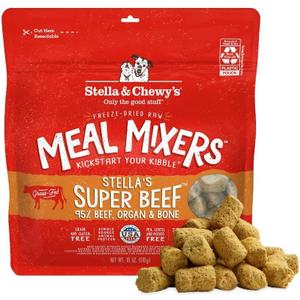 Stella & Chewy's Freeze-Dried Raw Beef Meal Mixers- Dog Food Topper and Mixer - Made with 95% Grass-Fed Beef, Organs & Bone - Perfect for Picky Eaters - Grain-Free - 18 oz (EXP 06/15/27)