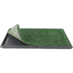 Powools Grass Pad for Dogs Potty - 3-Layer Reusable Dog Grass Pad with Tray, Washable Artificial Grass Dog Potty Tray with Drainage Holes, Indoor & Outdoor GrassPee Pad for Dogs, 31"  19"