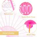 QIRMIZI 10 Pack Lace Handheld Folding Fan - Elegant Silk Fan for Women's Wedding Decoration and Dancing Party - Pink
