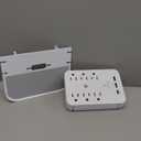 Wall Outlet Extender with Surge Protector, 6 AC Outlets, Shelf, 2 USB & USB C Charging Ports - Home & Dorm Plug Expander (White)