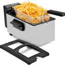 Pukomc Deep Fryer 3 Liter Capacity,1500W Oil Fryer with Adjustable Temperature,Viewing Window,Detachable Frying Basket,Made of Stainless Steel Material and Easy to Clean