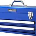 WORKPRO Tool Box with Drawers, 18 Inch with 2 Drawers and 1 Top Storage, Portable Toolbox with Metal Latch and Liner for Garage, Office and Home Storage, 100 LBS Load Capacity (Totally)