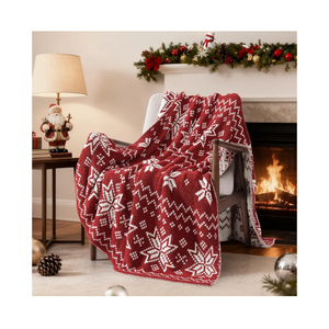 WRENSONGE Christmas Throw Blanket, Red Snowflake Pattern, Soft Cozy Fluffy Warm Throw Blankets for Couch, Sofa, Chair, Bed, Camping, Picnic, Travel Lightweight Bed Blanket - 50"*60"
