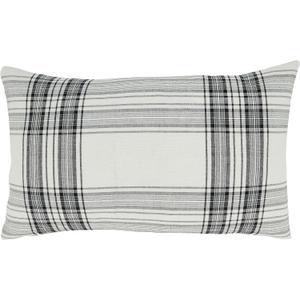 SARO LIFESTYLE Cuddly Chic Plaid Throw Pillow Cover, Black, 12"x20"
