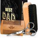 2 x AXIARA Dad Gifts for Fathers Day from Daughter Son - Beard Kit for Men Grooming and Care with Brush, Comb, Scissors & Storage Bag - Best Dad Ever Gifts for Dad Father Stepdad, Beard Growth Kit for Men
