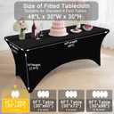 Smiry Spandex Table Cloth 4FT, Elastic Fitted Stretch Tablecloths, Washable and Wrinkle Free Rectangular Patio Table Cover for Outdoor, Wedding, Banquet & Parties (Black, 48Lx30Wx30H Inch)
