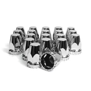 Grandroad auto 20 Pack Flat Top Lug Nut Covers, 33mm by 2-3/4" Thread On Chrome Nut Cover Caps ABS Plastic Anti-Rust Screw-on Lug Nut Covers for Semi Trucks