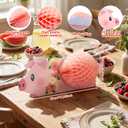 Gueevin Luau Pig Party Decorations Tissue Centerpieces, 13 Inch Pink Piggy Pig Farm Animals Table Toppers for Birthday Hawaiian Luau Party Supplies