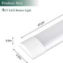 2 Packs 4FT LED Batten Light, Ultra-Thin Slim Ceiling Surface Mounted Light, 40W, 4000K, IP20, LED Ceiling Lamp for Garage, Shop, Hallway, Office, Market, 20cm Cable