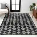 JONATHAN Y Aisha Moroccan Triangle Geometric Black/Cream Indoor Area Rug, 5x8, Contemporary, Modern, Easy-Cleaning for Living Room, Bedroom, Kitchen, Pet Friendly, Non-Shedding (MOH206C-5) (5'3" x 7'7" (Rectangular))