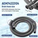 AEM74333104 AEM74333101 Dishwasher Drain Hose Compatible With LG Dishwasher Drain Hose LDF5545ST LDF5545BD LDF5545SS LDF5678ST LDFN4542S LDP6797ST Drain Hose Assembly Replacement AP7034217 PS16621806