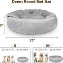 JOEJOY Small Dog Bed Cat Bed with Hooded Blanket, Cozy Cuddler Luxury Puppy Pet Bed, Donut Round Calming Anti-Anxiety Dog Burrow Cave Bed - Anti-Slip Bottom and Machine Washable 23 inch