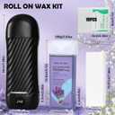 Roll On Wax Kit for Hair Removal, Wax Roller Kits with 2 Honey Soft Wax Cartridge & 100 Non-Woven Wax Strips, Safe, Effective, Roll On Hair Removal Kit, Portable Wax Heater