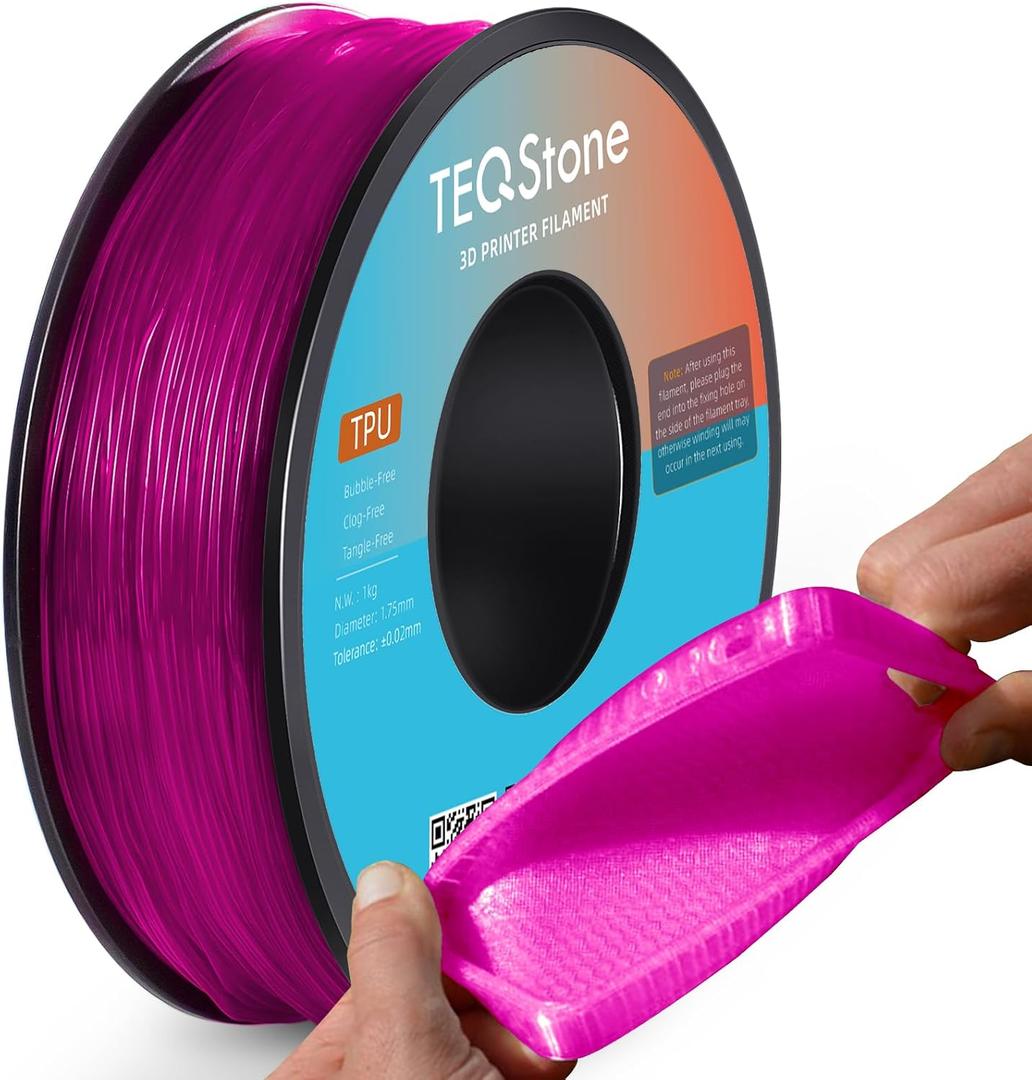 TPU Filament 1.75mm 1Kg Pink Spool 95A Flexible Soft 3D Printer Filament Consistent Diameter +/-0.03mm in Vacuum Package