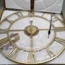 1st owned Large Wall Clock Metal Retro Roman Numeral Clock, Modern Round Wall Clocks Almost Silent, Easy to Read for Living Room/Home/Kitchen/Bedroom/Office/School Decor (Gold, 24 Inch)