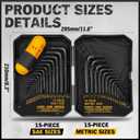 ELEAD 31-Piece Hex Key Set - Allen Wrench Set, SAE and Metric Allen Keys MM(0.7mm-10mm) SAE(0.028"-3/8) Heat-Treated, Torque Handle, High Leverage, Long & Short Keys, Easy Organization