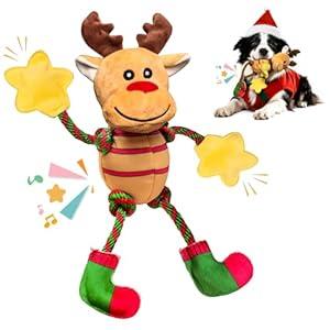 Fuufome Christmas Dog Toys for Large Dogs, Stuffed Plush Squeaky Dog Toys for Small, Medium & Large Breed, Tug of War Plush Toy, Stuffed Toy for Dogs to Keep Them Busy